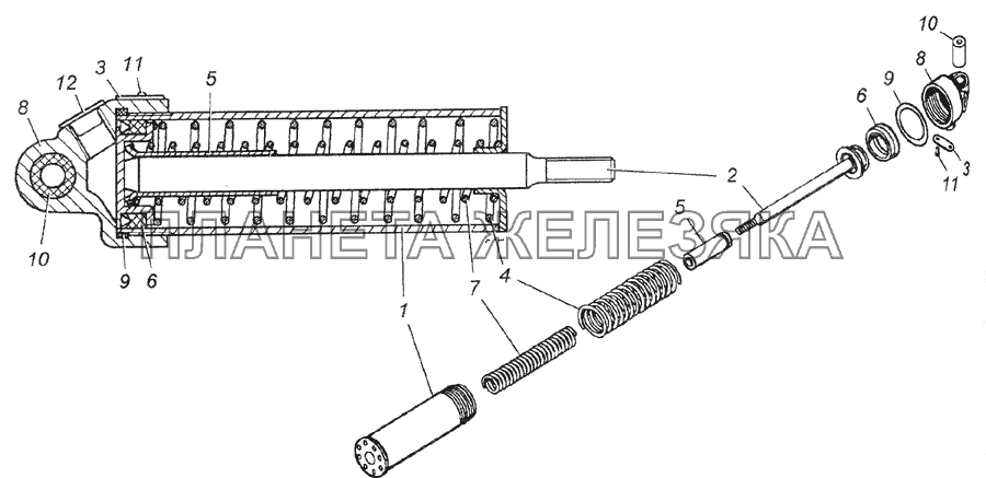 100-3570210 Цилиндр управления заслонкой в сборе КамАЗ-6522 (Euro-2, 3)